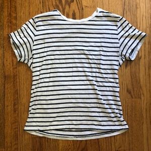 White and dark blue striped t-shirt